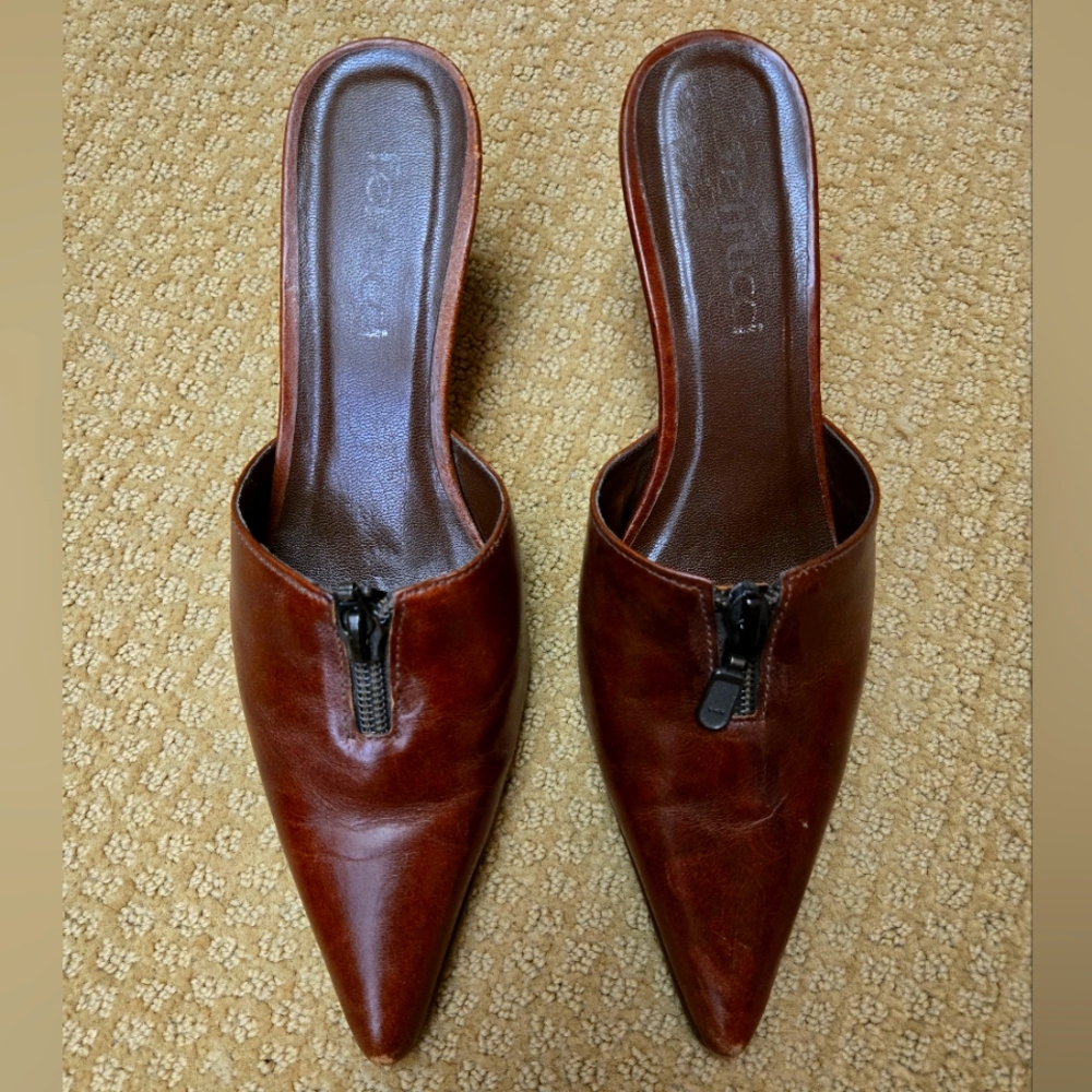 Ferrucci Brown Leather Mules size 7